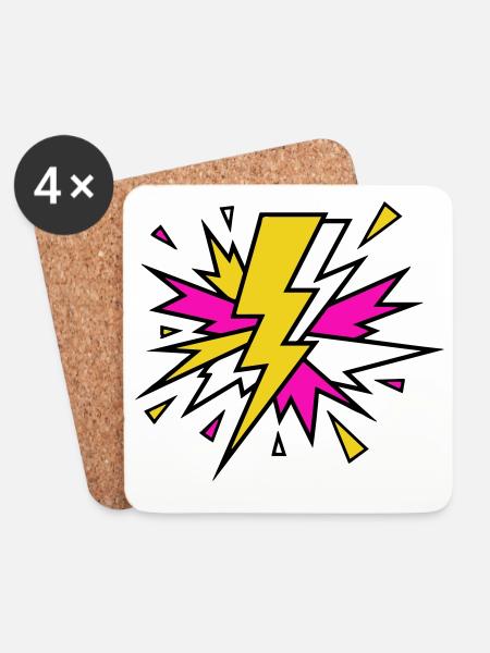 Gelber Strahl Neon-Explosion - Untersetzer (4er-Set) - Weiß