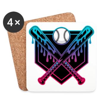 Neontropfende Baseballschläger gekreuzt - Untersetzer (4er-Set) - Weiß - Vorne