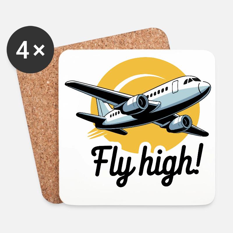 Airliner Flug Sun Fly High - Untersetzer (4er-Set) - Weiß