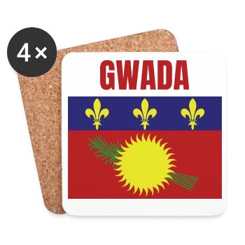 T-shirt GWADA drapeau Guadeloupe - Dessous de verre (lot de 4) - blanc - Devant
