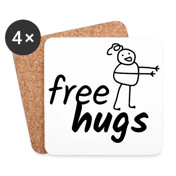 Free Hugs - Untersetzer (4er-Set) - Weiß - Vorne