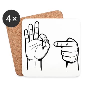 Signe de la main du sexe - Signe de la main du sexe - Dessous de verre (lot de 4) - blanc - Devant
