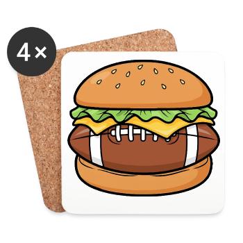 Football Fast Food Cartoon Humor - Untersetzer (4er-Set) - Weiß - Vorne