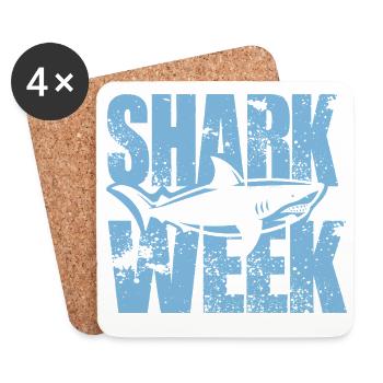Semaine du Requin - Dessous de verre (lot de 4) - blanc - Devant
