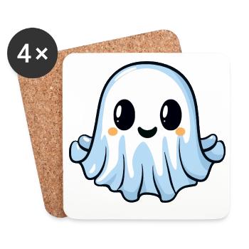 Ghost Kawaii Comic Halloween - Coasters (set of 4) - white - Front