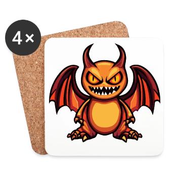 Dragon Halloween Bande dessinée drôle - Dessous de verre (lot de 4) - blanc - Devant