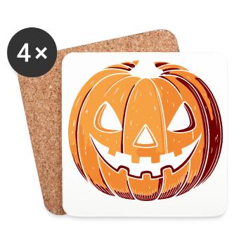 Pumpkin Jack O Lantern Expressive - Coasters (set of 4) - white - Front
