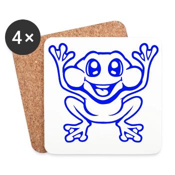 Frog Toad Laughs Funny Jumping Happy Comic - Coasters (set of 4) - white - Front