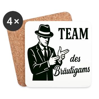 Team des Bräutigams Logo Tee - Untersetzer (4er-Set) - Weiß - Vorne