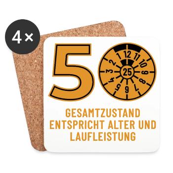 HU Dezember 2025 - 50 Jahre - Geburtstag Geschenk - Untersetzer (4er-Set) - Weiß - Vorne