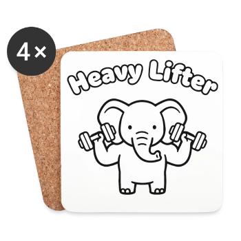Haltérophile lourd Elephant - Dessous de verre (lot de 4) - blanc - Devant