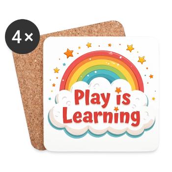 Spielen ist Lernen Vorschule Vorschule Kindergarte - Untersetzer (4er-Set) - Weiß - Vorne