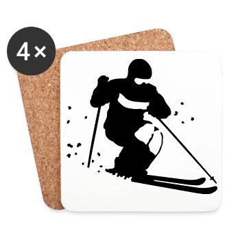 Ski de bosses - Dessous de verre (lot de 4) - blanc - Devant