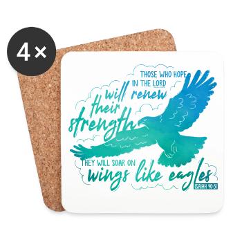 Isaiah 40 31 - soar on wings like eagles Lettering - Untersetzer (4er-Set) - Weiß - Vorne