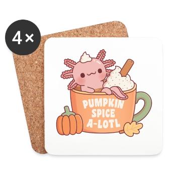 Mignon Axolotl Dans Une Tasse À Café Citrouille Épice A Lotl - Dessous de verre (lot de 4) - blanc - Devant