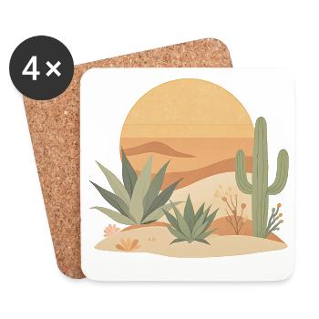 Boho Nature Cacti - Coasters (set of 4) - white - Front