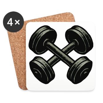 Kreuzdumbbell Kraftmotiv - Untersetzer (4er-Set) - Weiß - Vorne