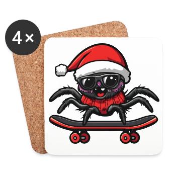 Tarentule Noël drôle - Dessous de verre (lot de 4) - blanc - Devant