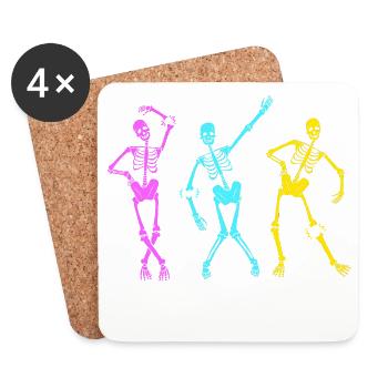 Fracture du bras Fracture osseuse du squelette d’Halloween - Dessous de verre (lot de 4) - blanc - Devant