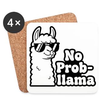 Impression contrastée No Prob Llama - Dessous de verre (lot de 4) - blanc - Devant