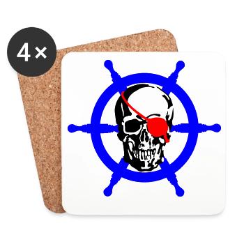 Pirate - Dessous de verre (lot de 4) - blanc - Devant