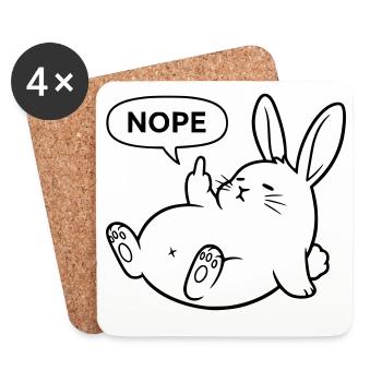 Nope Kaninchen | Freches Hasen Statement - Untersetzer (4er-Set) - Weiß - Vorne