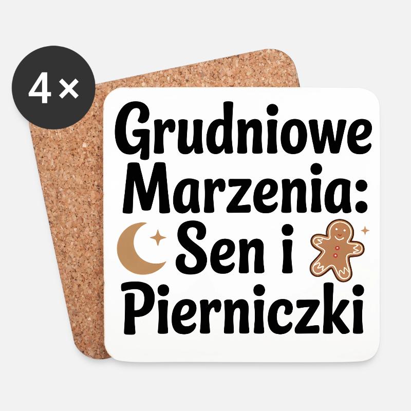 Dezemberträume: Schlaf und Lebkuchen - Untersetzer (4er-Set) - Weiß