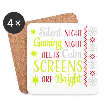 Silent Night Gaming Night All Calm Screens Bright - Coasters (set of 4) - white - Front