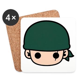 Cute Zoro Pirate Bandana Head Cartoon - Coasters (set of 4) - white - Front