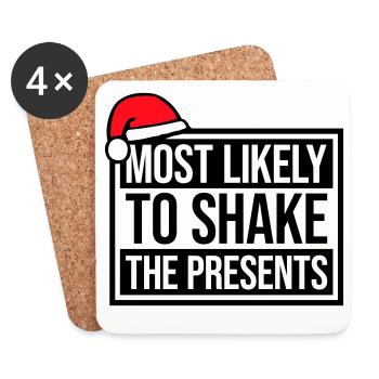 Most Likely to Shake the Presents Christmas Fun - Coasters (set of 4) - white - Front