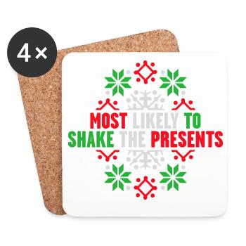 Most Likely to Shake the Presents Christmas Fun - Coasters (set of 4) - white - Front