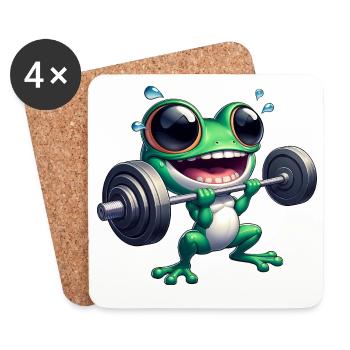Frog Fitness Haltères Entraînement Musculation Gym - Dessous de verre (lot de 4) - blanc - Devant