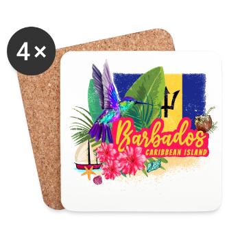 Barbados Vintage  Kolibri und Karibik Design - Untersetzer (4er-Set) - Weiß - Vorne