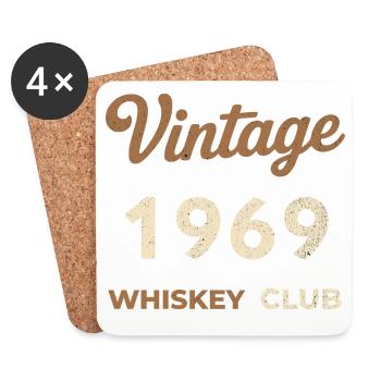 Vintage 1969 – Whiskey Club Retro Birth Year - Coasters (set of 4) - white - Front