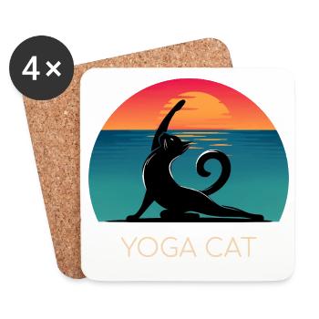 Yoga Cat – Entspanntes Design für Katzenfans - Untersetzer (4er-Set) - Weiß - Vorne