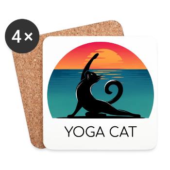 Yoga Cat – Entspanntes Design für Katzenfans - Untersetzer (4er-Set) - Weiß - Vorne