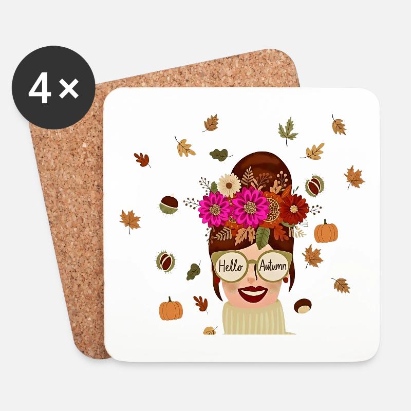 Herbstblüte Stirnband Porträt - Untersetzer (4er-Set) - Weiß