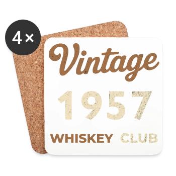 vVintage 1957 – Whiskey Club Retro Geburtsjahr - Untersetzer (4er-Set) - Weiß - Vorne