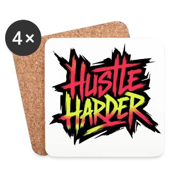 Hustle Harder Neon-Graffiti - Untersetzer (4er-Set) - Weiß - Vorne