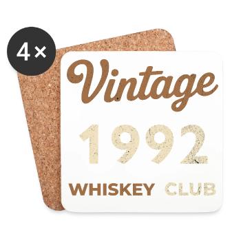 Vintage 1992 – Whiskey Club Retro Geburtsjahr - Untersetzer (4er-Set) - Weiß - Vorne