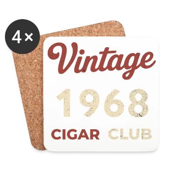Vintage 1968 Cigar Club Retro Geburtsjahr Geschenk - Untersetzer (4er-Set) - Weiß - Vorne