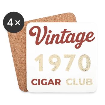 Millésime 1970 Cigar Club Rétro Naissance Année Cadeau - Dessous de verre (lot de 4) - blanc - Devant