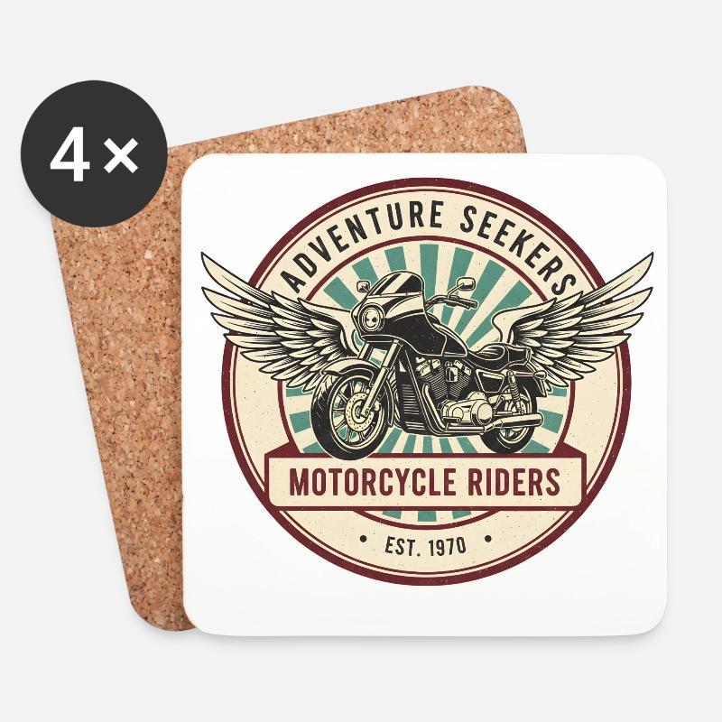 Abenteuer Motorradfahrer Motorrad - Untersetzer (4er-Set) - Weiß