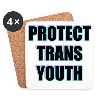 Trans-Jugendliche schützen - Untersetzer (4er-Set) - Weiß - Vorne
