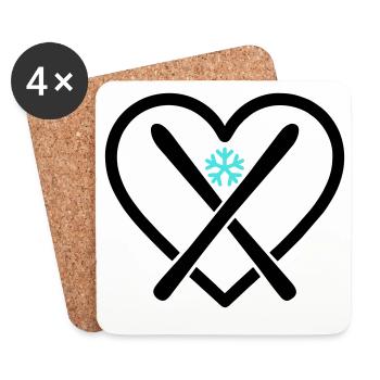 Ski Cœur Montagne Sports de neige Passion - Dessous de verre (lot de 4) - blanc - Devant