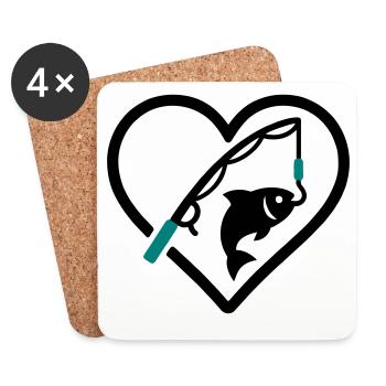 Pêche Coeur Canne à Poissons Nature Passion - Dessous de verre (lot de 4) - blanc - Devant