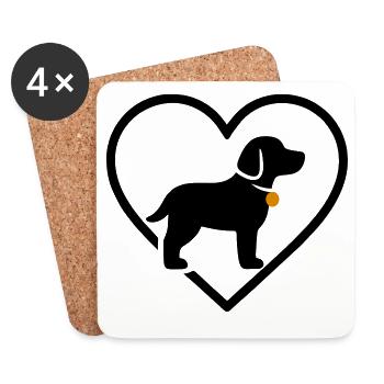 Chien Coeur Silhouette Chien Amoureux Cadeau - Dessous de verre (lot de 4) - blanc - Devant
