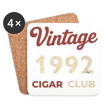 Vintage 1992 Cigar Club Rétro Naissance Année Cadeau - Dessous de verre (lot de 4) - blanc - Devant