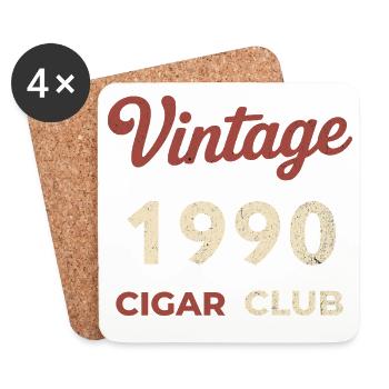 Millésime 1990 Cigar Club Rétro Naissance Année Cadeau - Dessous de verre (lot de 4) - blanc - Devant