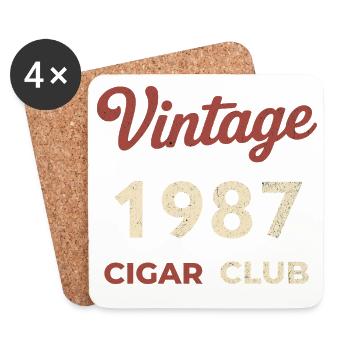 Vintage 1987 Cigar Club Rétro Naissance Année Cadeau - Dessous de verre (lot de 4) - blanc - Devant